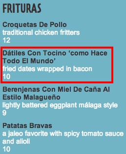 Jaleo Las Vegas Bacon Menu