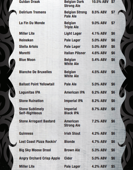 Pizza Rock Downtown Las Vegas Draft Beer List